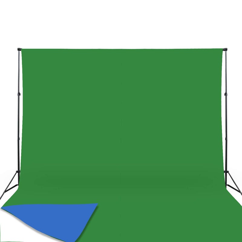 ISSUNTEX 9X15 ft Background Muslin Backdrop, Photo Studio, Collapsible High Density Screen for Video Photography and Television-Blue/Green - Image 1
